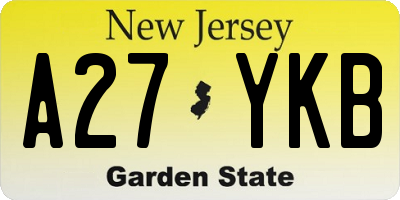 NJ license plate A27YKB