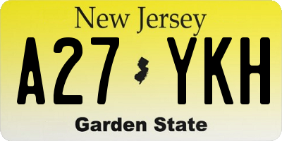 NJ license plate A27YKH