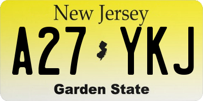 NJ license plate A27YKJ
