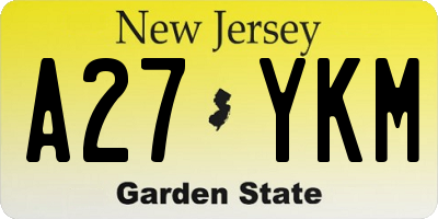 NJ license plate A27YKM
