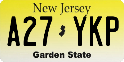 NJ license plate A27YKP