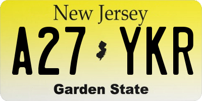 NJ license plate A27YKR