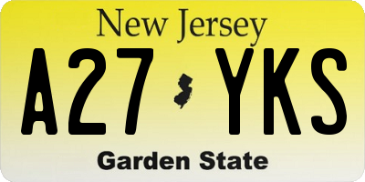 NJ license plate A27YKS