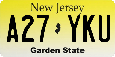 NJ license plate A27YKU