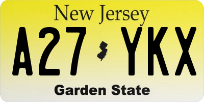 NJ license plate A27YKX