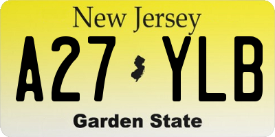 NJ license plate A27YLB