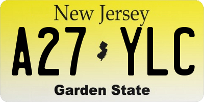 NJ license plate A27YLC