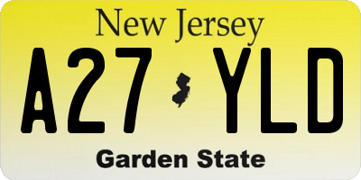 NJ license plate A27YLD