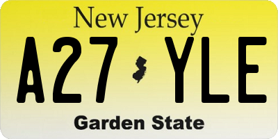 NJ license plate A27YLE