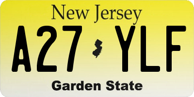 NJ license plate A27YLF