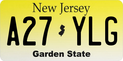 NJ license plate A27YLG