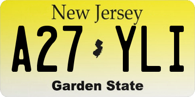 NJ license plate A27YLI