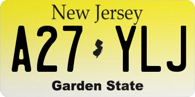 NJ license plate A27YLJ