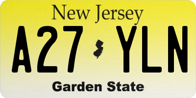 NJ license plate A27YLN