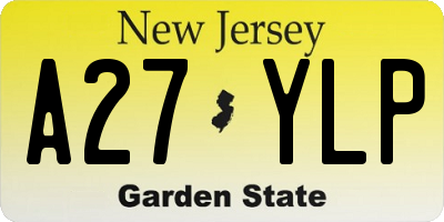 NJ license plate A27YLP