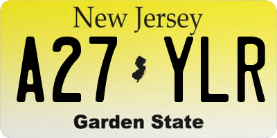 NJ license plate A27YLR