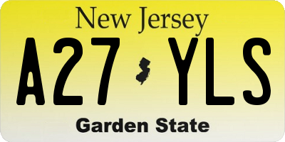 NJ license plate A27YLS