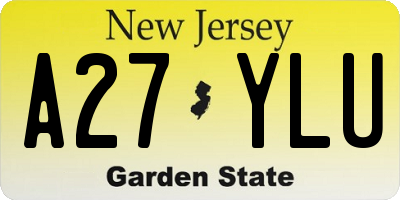 NJ license plate A27YLU