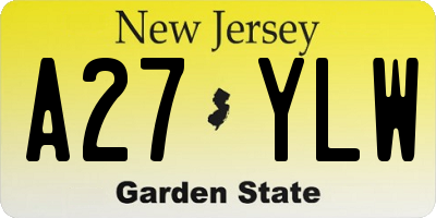 NJ license plate A27YLW