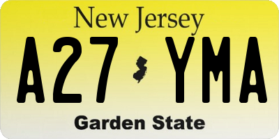 NJ license plate A27YMA