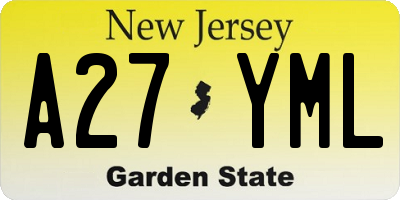 NJ license plate A27YML