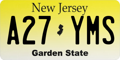NJ license plate A27YMS