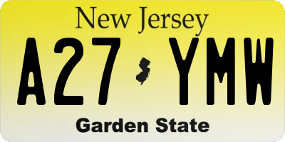 NJ license plate A27YMW