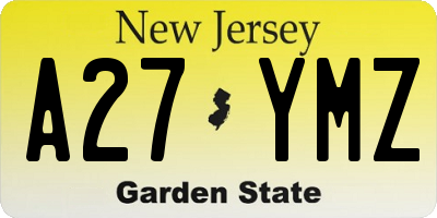 NJ license plate A27YMZ