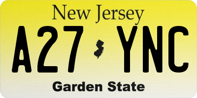 NJ license plate A27YNC