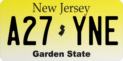 NJ license plate A27YNE