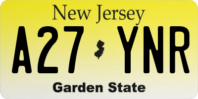 NJ license plate A27YNR