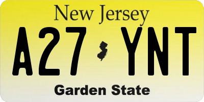 NJ license plate A27YNT