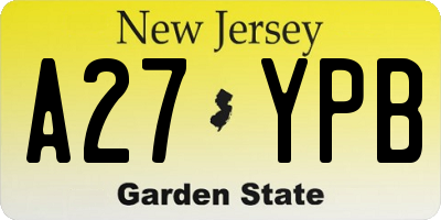 NJ license plate A27YPB