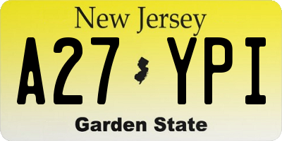 NJ license plate A27YPI