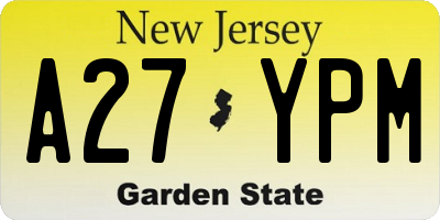 NJ license plate A27YPM