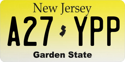 NJ license plate A27YPP