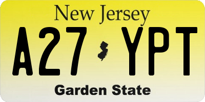 NJ license plate A27YPT