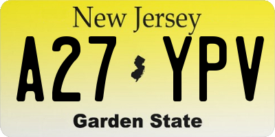 NJ license plate A27YPV