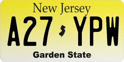 NJ license plate A27YPW