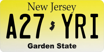 NJ license plate A27YRI