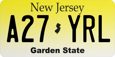 NJ license plate A27YRL