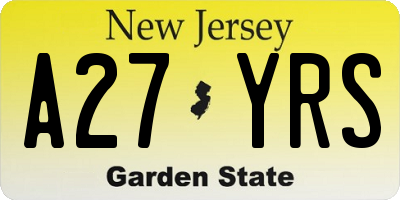 NJ license plate A27YRS