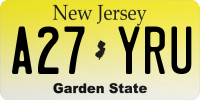 NJ license plate A27YRU
