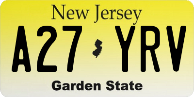 NJ license plate A27YRV