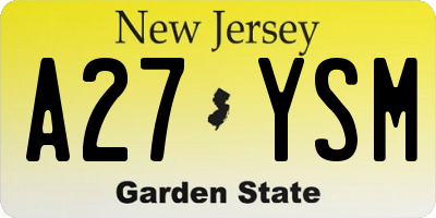 NJ license plate A27YSM