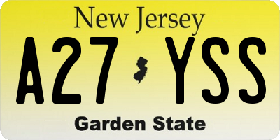 NJ license plate A27YSS