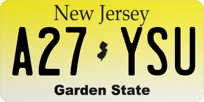 NJ license plate A27YSU