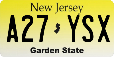 NJ license plate A27YSX
