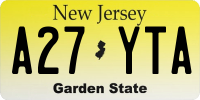 NJ license plate A27YTA
