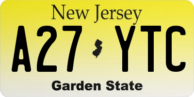 NJ license plate A27YTC